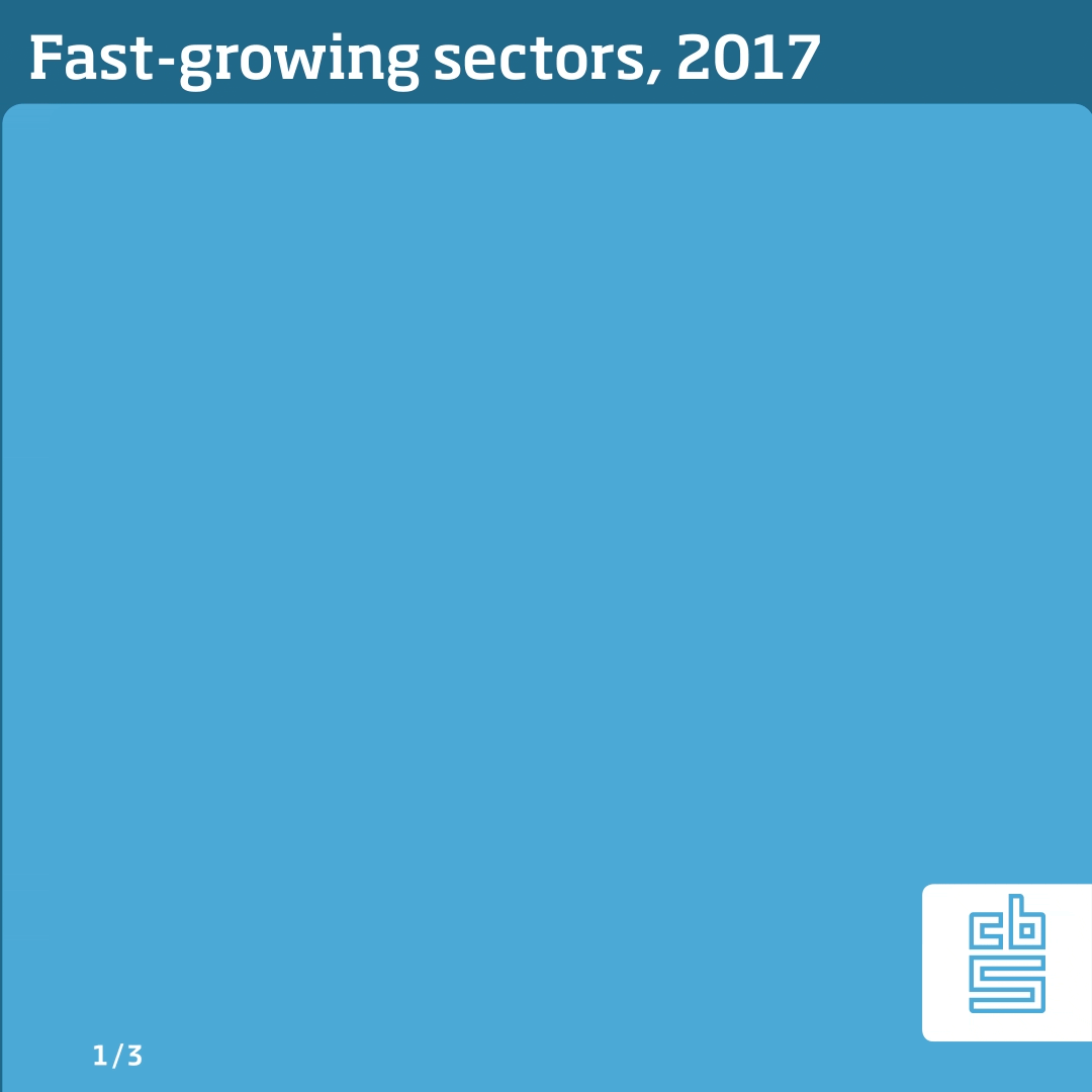 The fastest-growing sectors of industry in 2017 were: temporary employment with 11.6 percent, the travel sector with 9.3 percent, the sectors construction and trade with 5.6 percent and manufacturing with 4.4 percent.